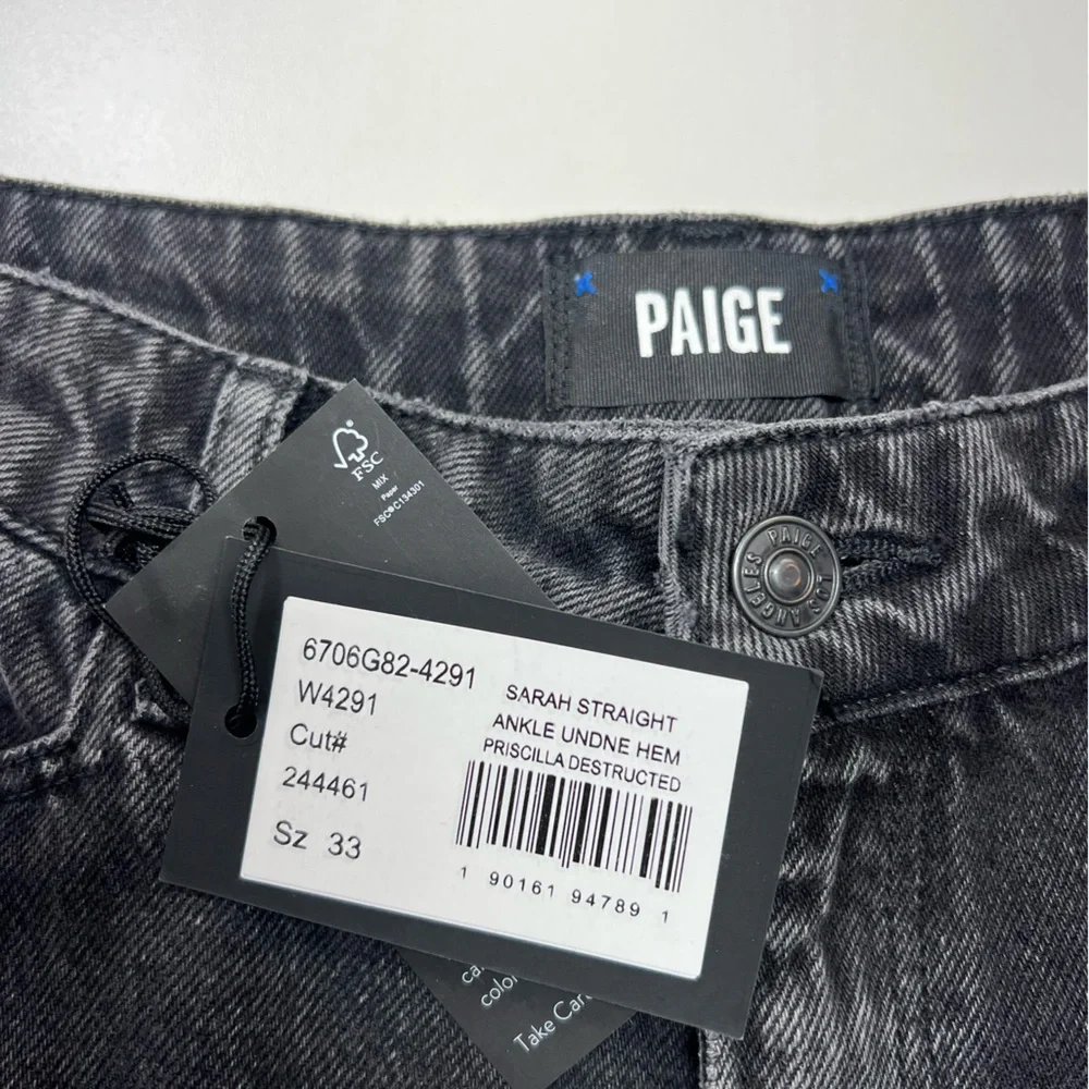 Paige Denim Sarah Straight Ankle Jeans Undone Hem Priscilla Deconstructed NWT - Picture 5 of 16